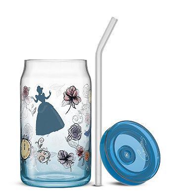 JoyJolt Disney Princess 4-Piece Icon Tumbler Glasses with Lids