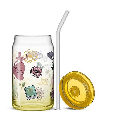 JoyJolt Disney Princess 4-Piece Icon Tumbler Glasses with Lids