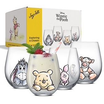 JoyJolt Disney's Winnie the Pooh 4 pc Exploring a Classic Stemless Drinking Glasses