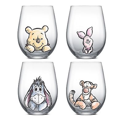 JoyJolt Disney's Winnie the Pooh 4-Piece Exploring a Classic Stemless Drinking Glasses