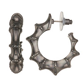 Simply Vera Vera Wang Black Tone Simulated Crystal C Hoop Earrings