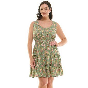 Juniors' Plus Size Lily Rose Smocked Tiered Dress