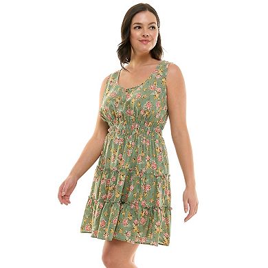 Juniors' Plus Size Lily Rose Smocked Tiered Dress