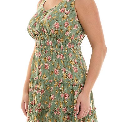 Juniors' Plus Size Lily Rose Smocked Tiered Dress