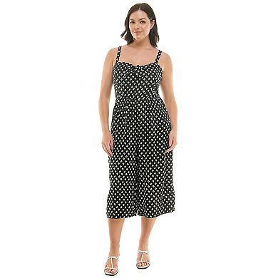 Juniors' Plus Size Lily Rose Tie-Front Ankle Jumpsuit