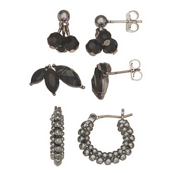 Simply Vera Vera Wang Black Tone Stone Post Earring Trio Set