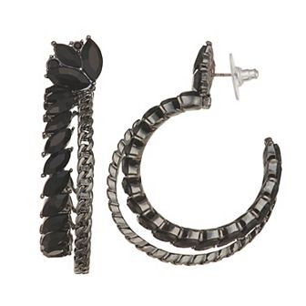 Simply Vera Vera Wang Black Tone Stone Post Hoop Earrings