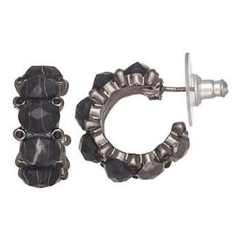 Simply Vera Vera Wang Black Tone Stone Hoop Earrings