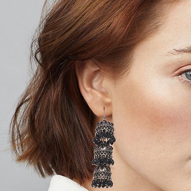 Simply Vera Vera Wang Black Tone Leverback Shaky Linear Earrings