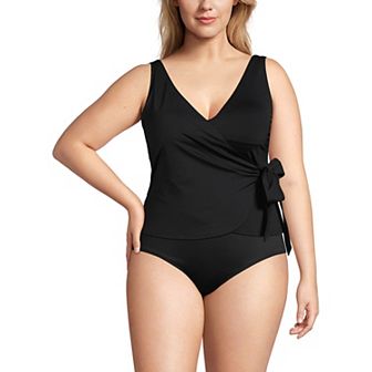 Plus Size Lands' End Side Tie Tankini Swim Top