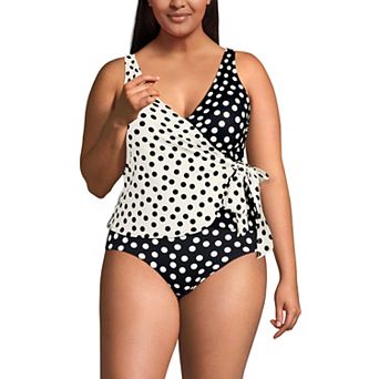 Plus Size Lands' End Side Tie Tankini Swim Top