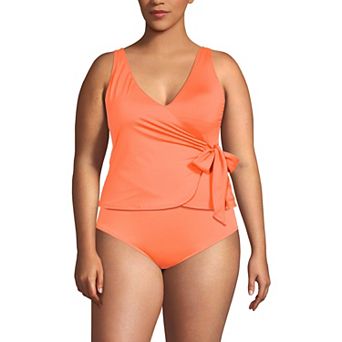 Plus Size Lands' End Side Tie Tankini Swim Top