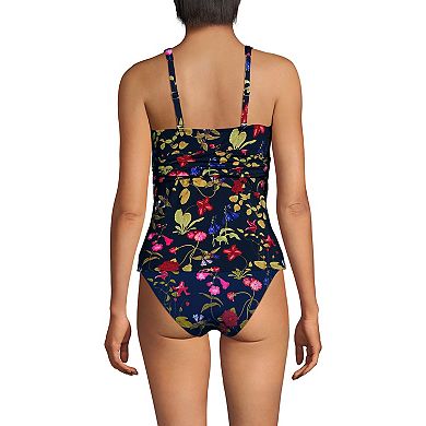 Petite Lands' End V-Neck Plunge X Back Tankini Top