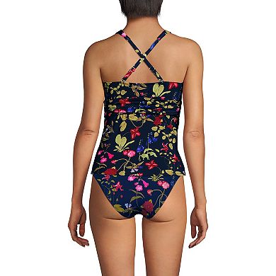 Petite Lands' End V-Neck Plunge X Back Tankini Top