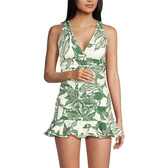 Petite Lands' End V-Neck Plunge X Back Tankini Top