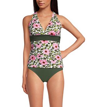 Petite Lands' End V-Neck Plunge X Back Tankini Top