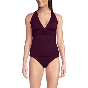 Women's Lands' End V-Neck Plunge X-Back Tankini Top