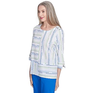 Women's Alfred Dunner Spliced Textured Jacquard Top