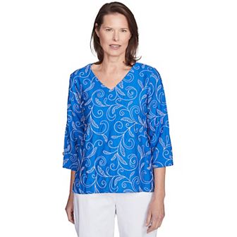 Women's Alfred Dunner Scroll Embroidered Cuff Sleeve Top
