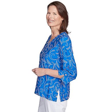 Women's Alfred Dunner Scroll Embroidered Cuff Sleeve Top