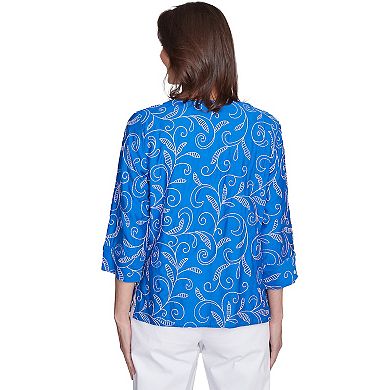 Women's Alfred Dunner Scroll Embroidered Cuff Sleeve Top