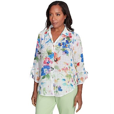 Women's Alfred Dunner Abstract Watercolor Button Front Top