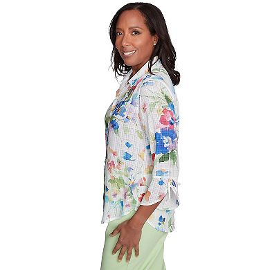 Women's Alfred Dunner Abstract Watercolor Button Front Top