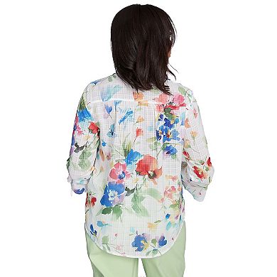 Women's Alfred Dunner Abstract Watercolor Button Front Top