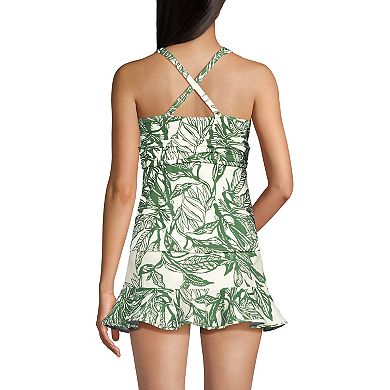 Women's Lands' End D-Cup V-Neck Plunge X Back Tankini Top