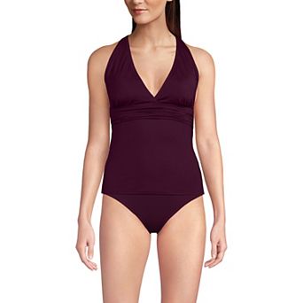Women's Lands' End D-Cup V-Neck Plunge X Back Tankini Top