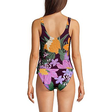 Women's Lands' End Long Side Tie Tankini Swim Top