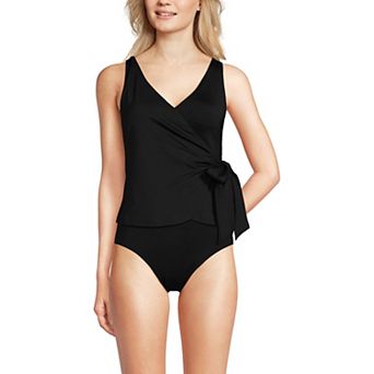 Women's Lands' End Long Side Tie Tankini Swim Top