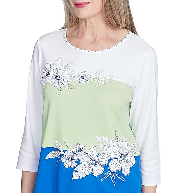 Women's Alfred Dunner Tropical Colorblock Floral Top