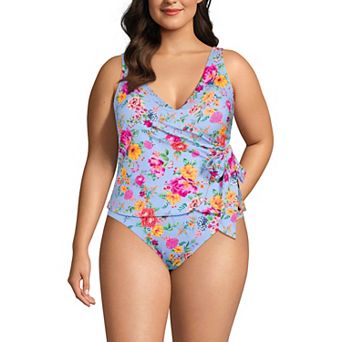 Plus Size Lands' End DD-Cup Side-Tie Tankini Top