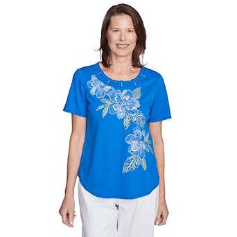 Women's Alfred Dunner Tropical Floral Embroidered Tee