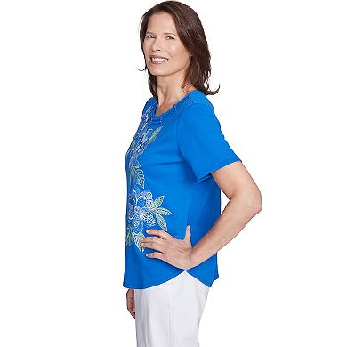 Women's Alfred Dunner Tropical Floral Embroidered Tee