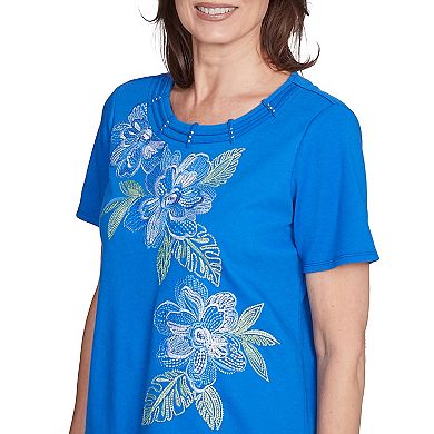 Women's Alfred Dunner Tropical Floral Embroidered Tee