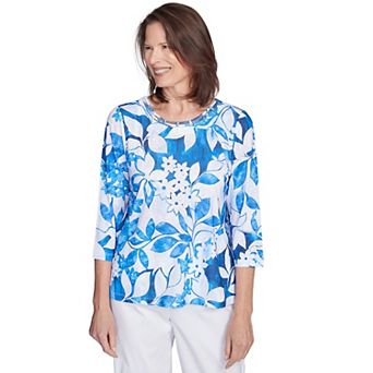Women's Alfred Dunner Monotone Cobalt Floral Top