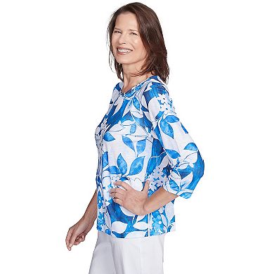 Women's Alfred Dunner Monotone Cobalt Floral Top
