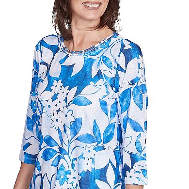 Women's Alfred Dunner Monotone Cobalt Floral Top