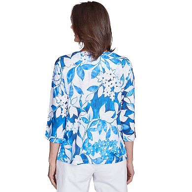 Women's Alfred Dunner Monotone Cobalt Floral Top