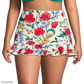 Plus Size Lands' End Ruffle Hem Mini Swim Skirt
