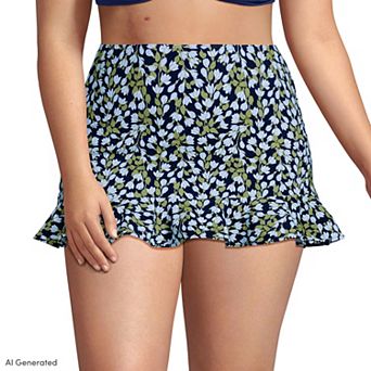 Plus Size Lands' End Ruffle Hem Mini Swim Skirt