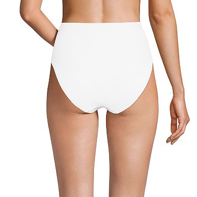 Women's Lands' End Ribbed Smoothing High Waisted Bikini Bottoms