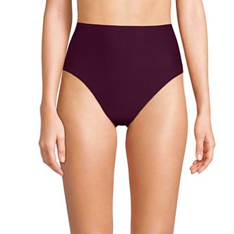 Women's Lands' End Ribbed Smoothing High Waisted Bikini Bottoms