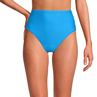 Women's Lands' End Ribbed Smoothing High Waisted Bikini Bottoms