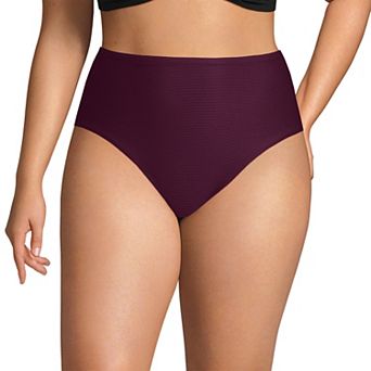 Plus Size Lands' End Ribbed Smoothing High Waisted Bikini Bottoms