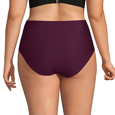 Plus Size Lands' End Ribbed Smoothing High Waisted Bikini Bottoms