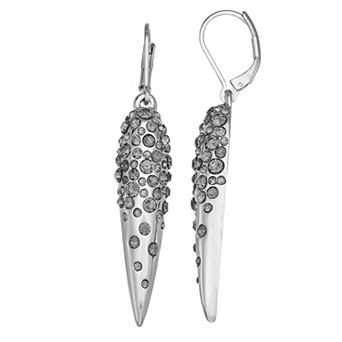 Simply Vera Vera Wang Silver Tone Pave Elongated Crystal Earrings