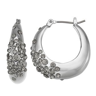 Simply Vera Vera Wang Silver Tone Pave Crystal Hoop Earrings